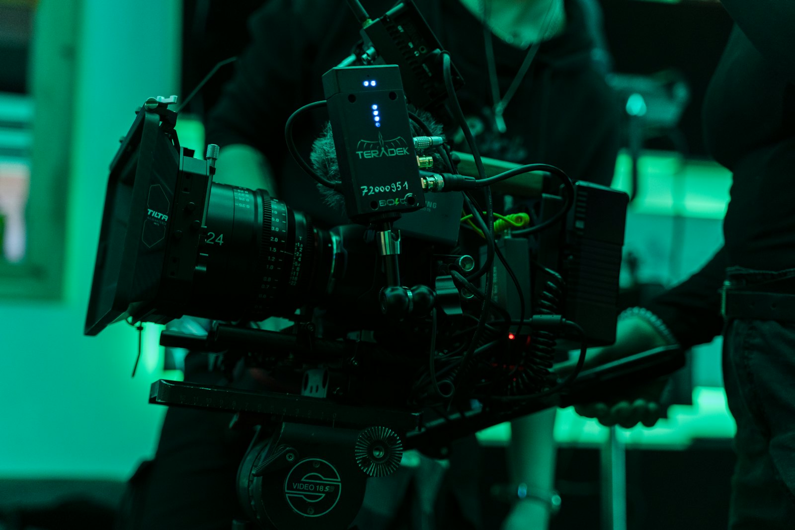 Cinema camera rig on a film set